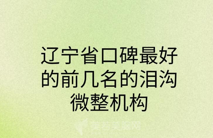 辽宁省口碑最好的前几名的泪沟微整机构