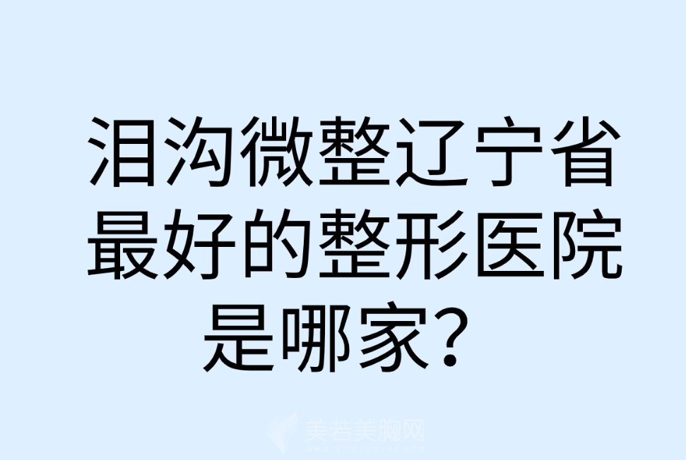 泪沟微整辽宁省最好的整形医院是哪家