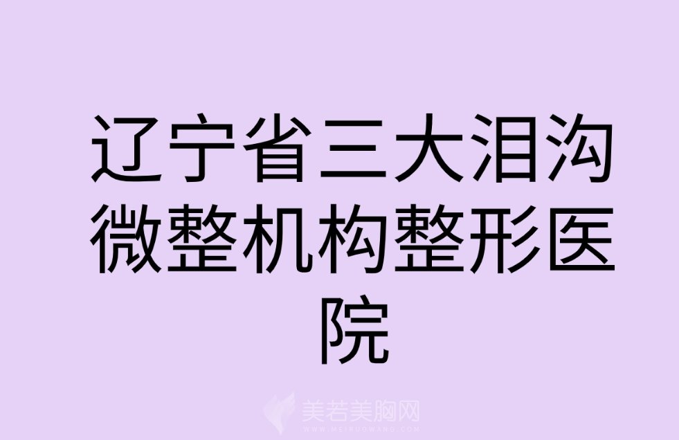 辽宁省三大泪沟微整机构整形医院